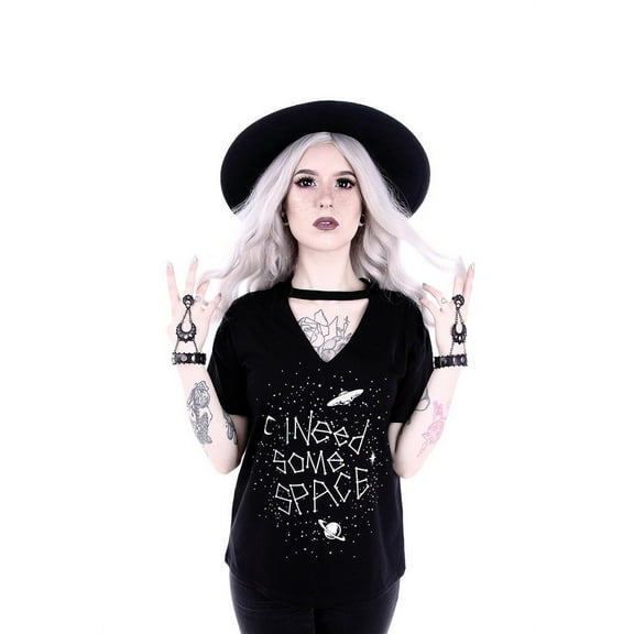 Restyle I Need Some Space Constellation Gothic V-neck with Choker Shirt (Small)