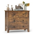 thumbnail image 1 of Gymax 3-drawer Dresser w/ Convenient Handles Smooth Slide Rails Accent Table Rustic Brown, 1 of 9