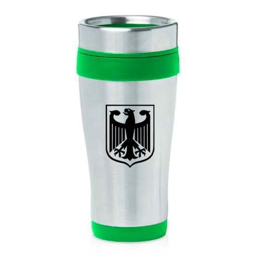 16oz Insulated Stainless Steel Travel Mug Coat of Arms Germany Eagle (Green),MIP by