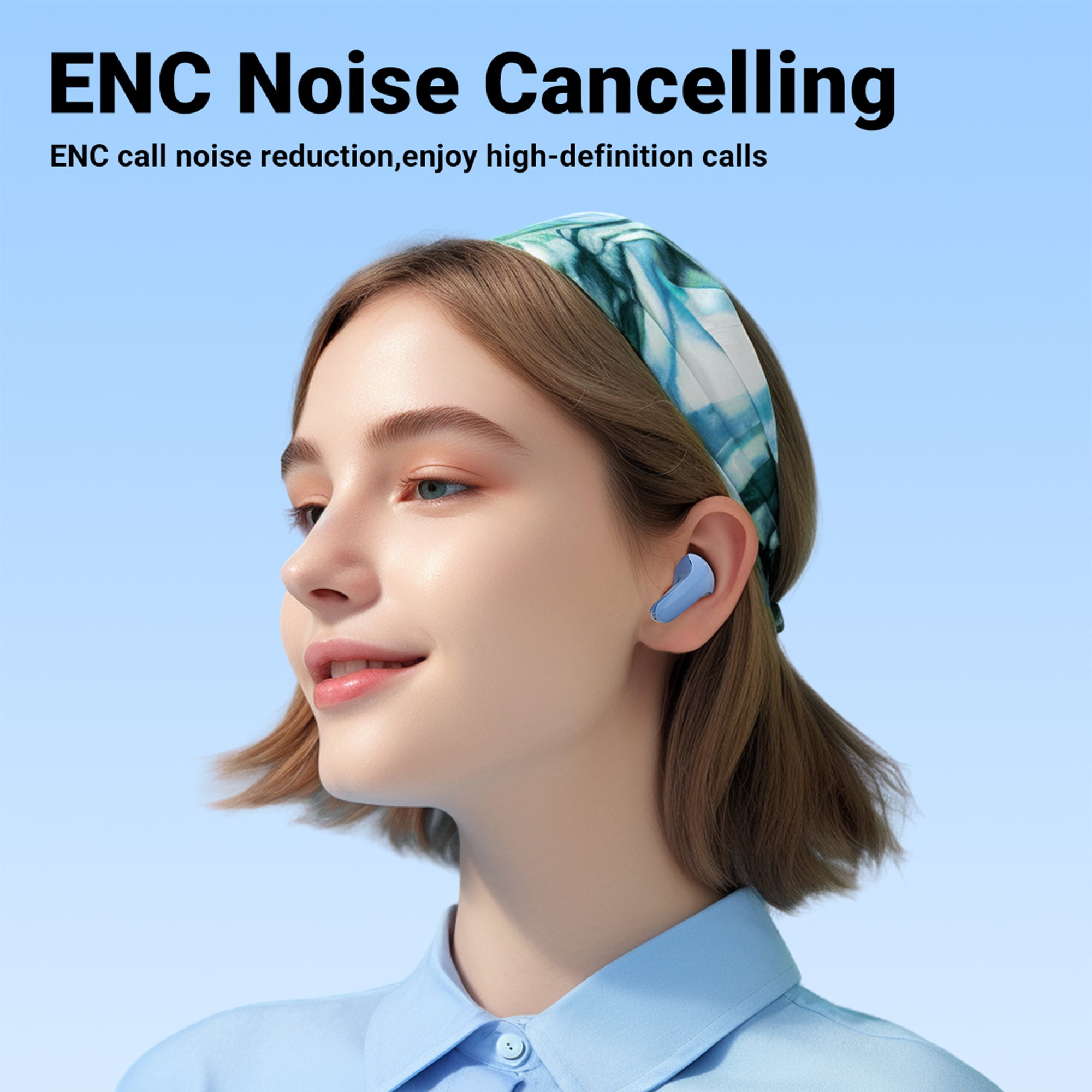 ACEFAST Wireless Earbuds Bluetooth 5.3 Noise Reduction TWS In-Ear Headset with LED Battery Display for Android/iOS ?Blue?