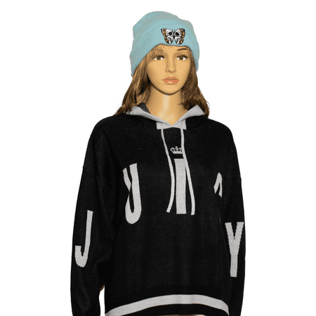 Juicy Couture Black & White Striped Pullover Hoodie