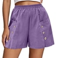 thumbnail image 6 of Zynoxe Shorts for Women with Button Pockets Lightweight Breathable Cotton Linen Shorts Comfort Elastic Waistband Mid-Thigh Wide Leg Shorts Relaxed Loose Fit Solid Color Summer Beach Shorts 3XL, 6 of 7