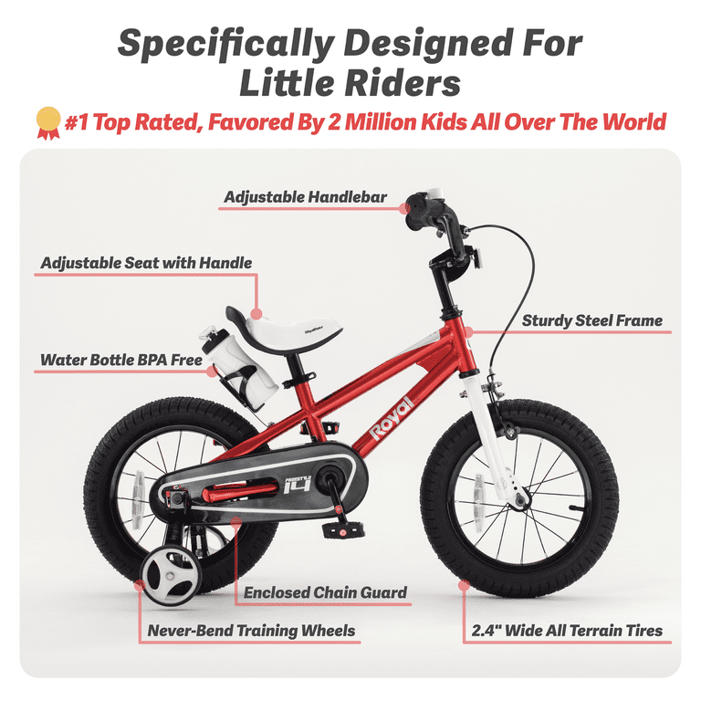 Royalbaby Boys Girls Kids Bike 16 In BMX Freestyle Red 2 Hand