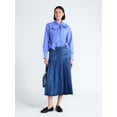 thumbnail image 2 of Free Assembly Women's and Women's Plus Stitched Pleat Denim Maxi Skirt, Sizes 0-28W, 2 of 5