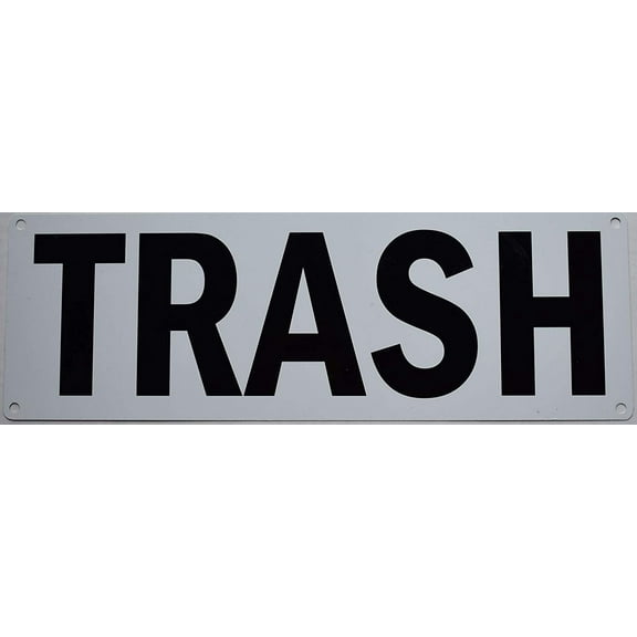 Trash Sign -(White Background,Size 4X12, Aluminium)