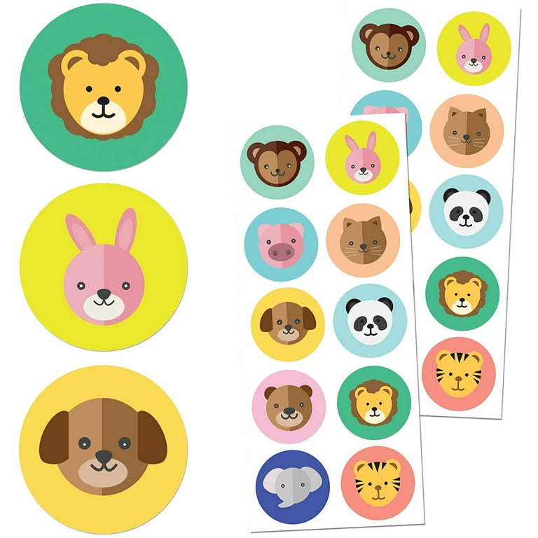 Zoo Animals Children Stickers, 1.5 - 20 Sheets, 200 Stickers 