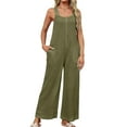 thumbnail image 5 of Summer Jumpsuits for Women 2025 Summer Casual Long Rompers Women's Fashion Sleeveless Wide Leg Overalls with Pockets S-2XL, 5 of 9