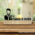 thumbnail image 2 of Craftnamesign Custom Wooden Marketing Manager Desk Name Plate, Marketer Metal Nameplate for desk, 2 of 5