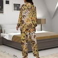 thumbnail image 7 of Kuiaobaty Butterfly Leopard Print Womens Pajamas Set Long Sleeve Button Down T-Shirts with Loose Long Pants Pajamas Set Home Apparel Sleepwear, Size XL, 7 of 7