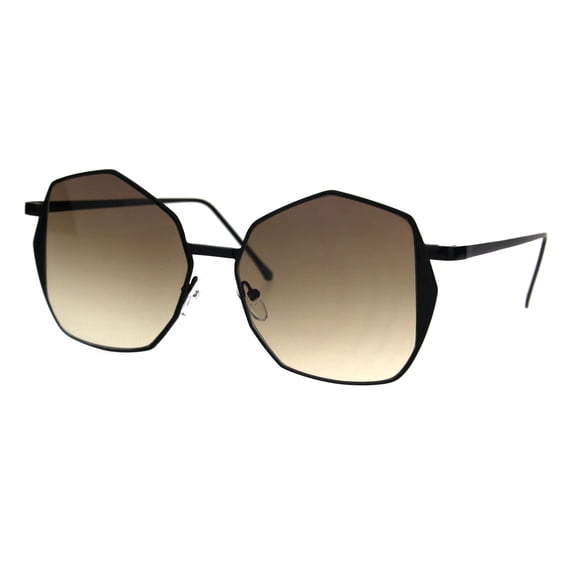 Womens Oceanic Gradient Octagon Retro Hippie Butterfly Sunglasses Black Smoke
