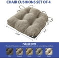 thumbnail image 2 of Chair Cushions for Dining Chairs Set of 4, Kitchen Chair Cushions, Chair Pads with Ties and Non Slip Backing, Tufted Memory Foam Seat Cushion 4 Pack, 15.5" x 15.5" x 4", Khaki, 2 of 13