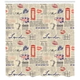 thumbnail image 3 of Ambesonne Tea Party Shower Curtain, Newspaper Kiss Marks, 69"Wx84"L, Beige Navy Blue Red, 3 of 3