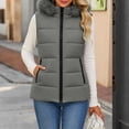 thumbnail image 3 of Womens Puffer Vest Hooded Sleeveless Zip Up Quilted Outerwear Vest with Pockets Casual Outerwear for Work or Travel, 3 of 7