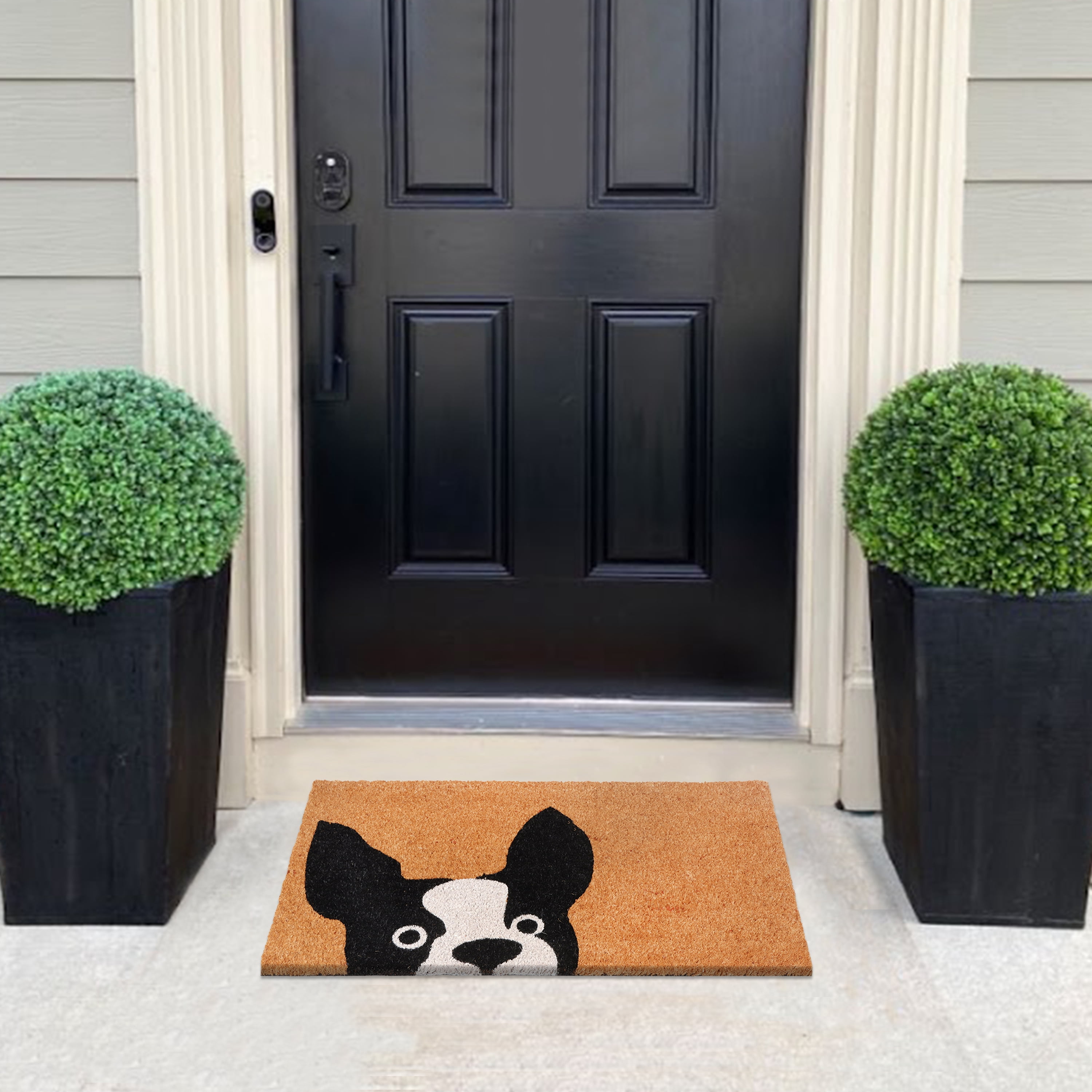 A1HC Natural Coco Coir Doormat, Black Dog Peeking, 18"x30", Durable Outdoor Welcome Mat, Non-Slip, Easy to Clean, Pet Friendly