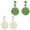 Beige White+Green, variant on 2 pairs of Raffia Ball Earrings for Women, Statement Raffia Round Drop Earrings - Summer Beach Vacation Jewelry - Colorful+Royal Blue