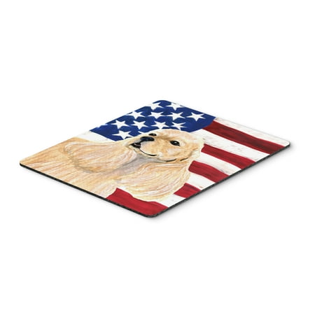 USA American Flag with Cocker Spaniel Mouse Pad, Hot Pad or Trivet