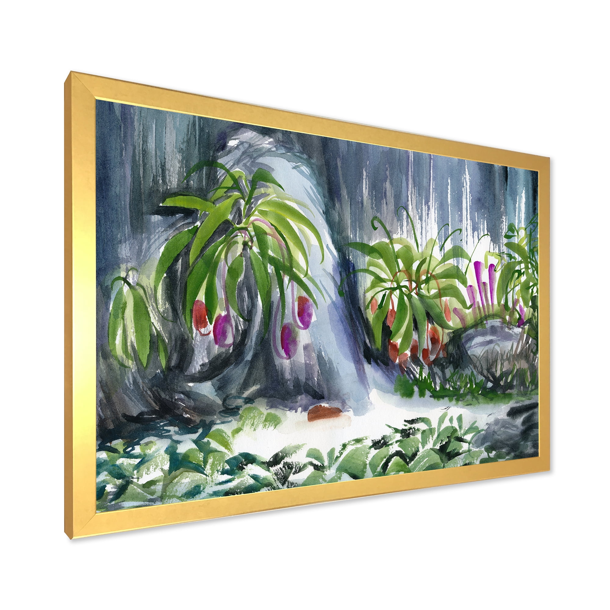 Designart 'Abstract Tropical Plants Oasis' Farmhouse Framed Art Print