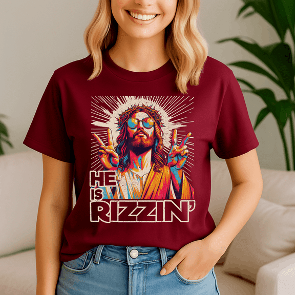 Retro He Is Rizzin Funny Jesus Has Rizzen Easter Christian, He is Rizzin,Easter Day Shirt, Happy Easter Day, Bunny Cute Tee,Jesus Easter TShirt
