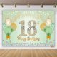 thumbnail image 3 of Fondo para fiesta de cumpleaños número 18 con globos con purpurina dorada y negra para niños y niñas de 18 años para fondos de fotografía, 3 of 5
