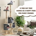 thumbnail image 2 of Demi Bonn 75" Modern Cat Tree Tower for Indoor Cats, 6-level Large Wood Cat Condo with Scratching Post and Removable Pads for Small Large Cats, Gray, 2 of 8