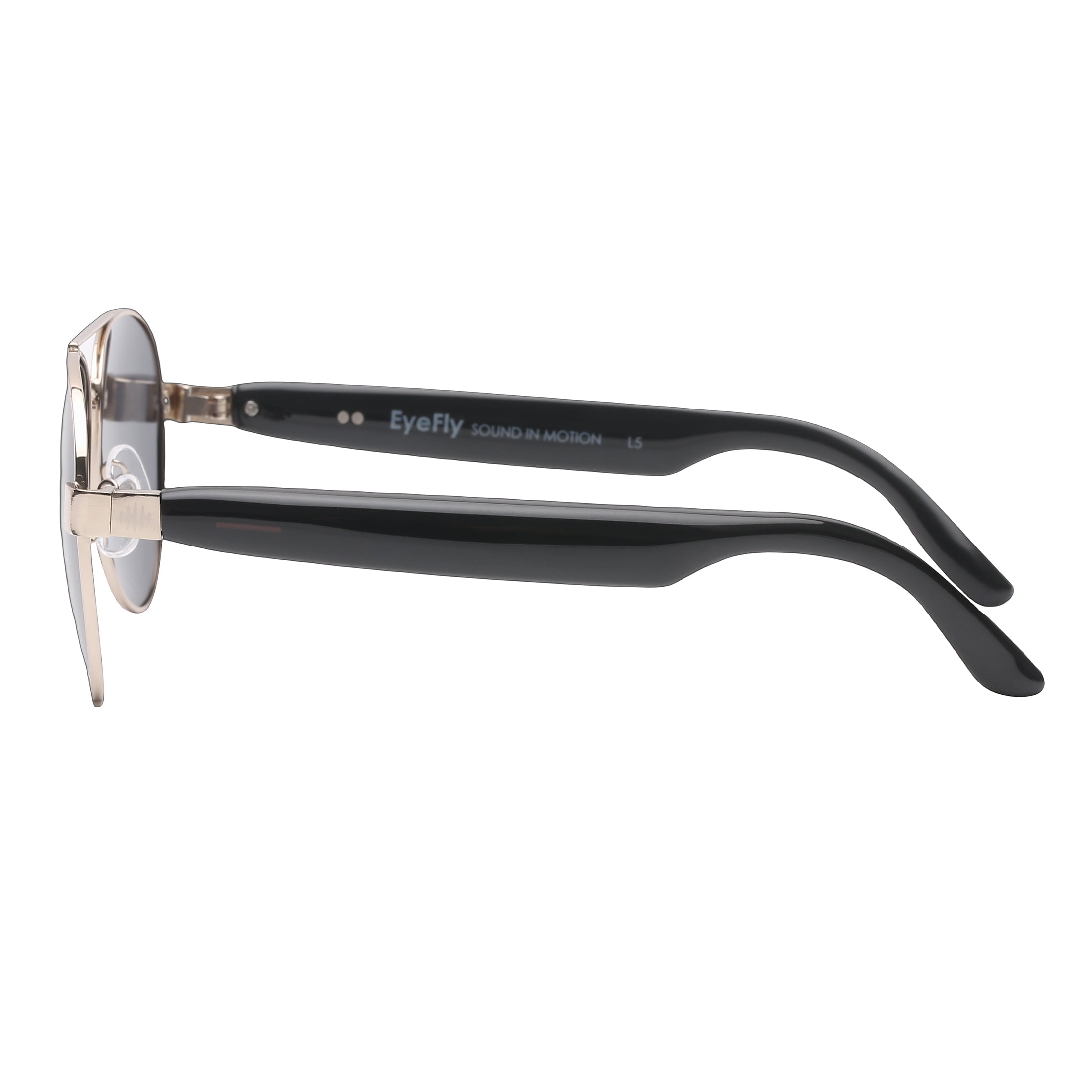 Eyefly Sonic Prescription Ready Bluetooth Rechargeable Unisex Sunglasses, Gold, Includes Case