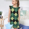 thumbnail image 4 of Balery Green Squares Camisón de princesa para niñas, pijama de algodón con mangas abullonadas, suave y bonito.-X-Large, 4 of 6