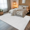thumbnail image 5 of White 5x7 Area Rugs, Farmhouse Burlap Solid White Color Modern Linen Texture Non-Skid Rubber Backing Large Rectangle Rugs - Living Room Bedroom Home Office, Indoor Floor Mat Carpets Washable Rug, 5 of 9