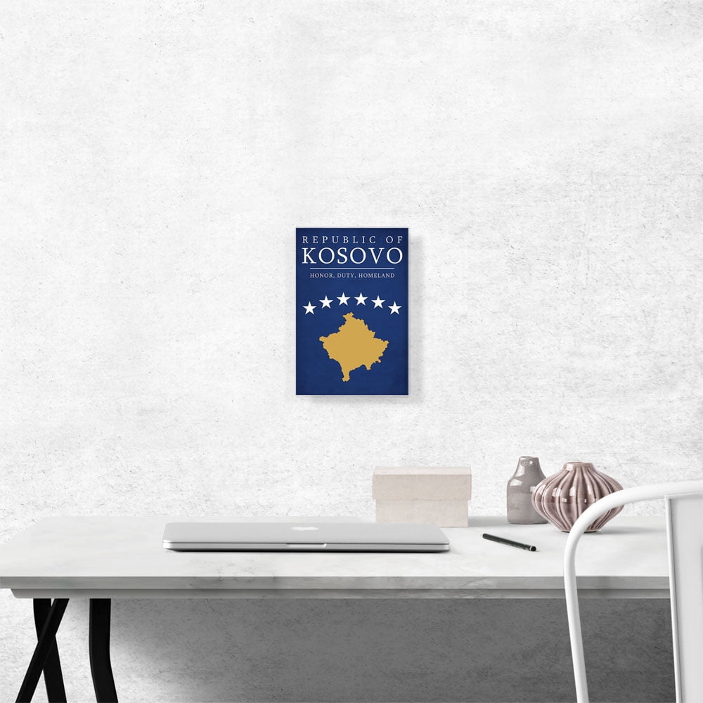 ARTCANVAS Republic of Kosovo Honor Duty Homeland Motto Canvas Art Print - Size: 12" x 8" (0.75" Deep)