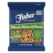 Fisher Chef's Naturals Gluten Free, No Preservatives, Non-GMO Walnut Halves & Pieces, 2 oz Bag