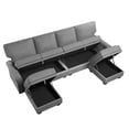 thumbnail image 2 of HONBAY Modern U-Shaped Sectional Couch Set with Storage Space and Storage Ottomans for Living Room, Light Grey, 2 of 8
