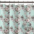 thumbnail image 3 of S4Sassy Green Floral & Kingfisher Bird Decorative Waterproof Printed Shower Curtain Roller Hooks Drapes-60 x 84 Inch, 3 of 6