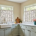 thumbnail image 4 of Floral Kitchen Curtains for Windows 36 Inch Farmhouse Country Linen Tier Curtains Botanic Small Window Drapes for Living Room Bathroom Laundry RV Rod Pocket Rustic 2 Panels Black on Beige, 4 of 8
