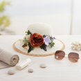 thumbnail image 2 of Jiibva Summer Straw Hat for Women Large Brim Color Matching Sun Hat with Flower Decoration Travel Foldable Bucket Hat for Outdoor, 2 of 7
