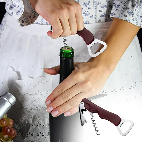 JASKFLY Wine Opener - Stainless Steel Corkscrew with Foil Cutter & Bottle Opener for Home Bars and Travel