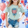 thumbnail image 2 of Big Kid Girls Casual Tops Short Sleeve Tee With Independence Day Print Comfortable Round Neck Blouse For Everyday Wear And Party Outfits Girls plus Size Tops Knit for Toddler Long 12-13 Years Green, 2 of 4