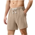 thumbnail image 2 of Men's Summer Cotton Linen Shorts Vintage Loose Fit Drawstring Short Mens Casual Solid Elastic Waist Lightweight Breathable Short Pant, 2 of 8