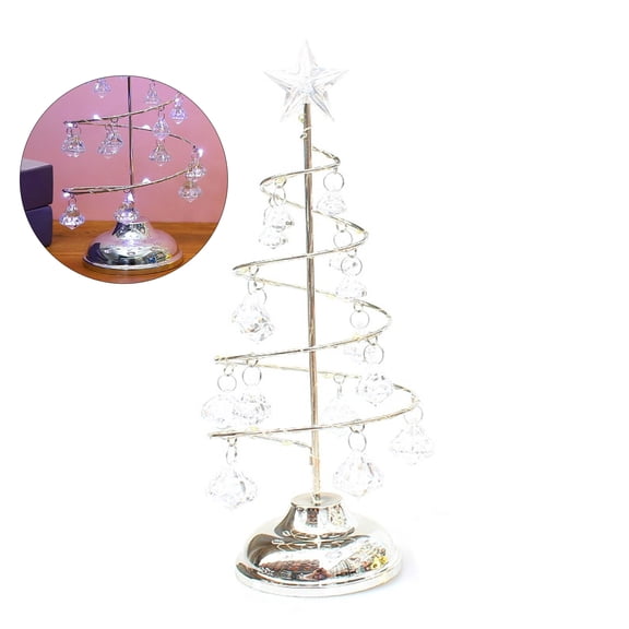 Crystal Star Christmas Tree Decoration Festival Table Lamp LED Lighted Artificial Tree for Home Party Bedroom Decor