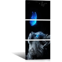 Hieng 3 Cat Butterfly Wall Art Canvas Prints Black Cat Blue Butterfly Picture Cats Posters for Girls Bedroom Wall Decor Pet Painting for Living Room Motivational Officecs