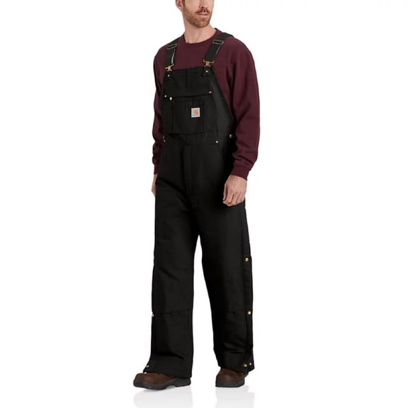 Carhartt Firm Duck Loose-Fit Insulated Bib Overalls for Men - Black - L - Short