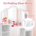 thumbnail image 5 of INFANS Kids Vanity, 2 in 1 Princess Makeup Desk Set with Tri-Folding Detachable Mirror, Large Storage Shelves, Wooden Dressing Table,Pretend Play Vanity Set for Girls, 5 of 9