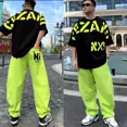 thumbnail image 3 of Conjunto de pantalones para hombre, chándal deportivo con alfabeto, para correr, camiseta y pantalones, 2 piezas, poliéster elástico, talla XL, 3 of 5