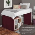 thumbnail image 2 of 56 Inch Drop Twin XL Size Dorm Bed Wine Solid Bed Skirt Lightweight Pleated Pattern Split Corner Premium Hotal Quality With Flexible Elastic & Fade Resistent, 2 of 6