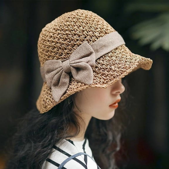Zhengsping Hat For Women In Summer, Refreshing Sun Hat, Straw Hat, Small Edge Fisherman Hat, Simple Bow, Japanese Versatile Sun Hat