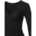 thumbnail image 4 of A2Y Women's Lightweight Long Sleeve V-Neck Ribbed Henley Tops Tees Black M, 4 of 5