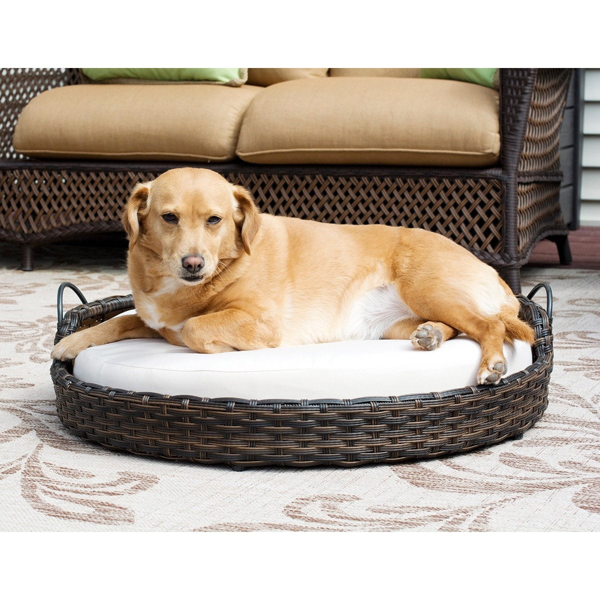 Iconic Pet Rattan Round Pet Bed with Handles Indoor/Outdoor Walmart