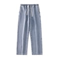 thumbnail image 3 of Fabrcox M-5XL Baggy Mens Jeans Wide Leg Denim Pants Men Drawstring Elastic Waist Casual Loose Fit Streetwear Men Trousers with Pockets Blue XXXL, 3 of 9