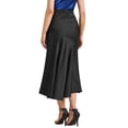 thumbnail image 3 of Falda Maxi de Satén para Mujer, Cintura Alta, Casual, Fiesta de Cóctel, Boda, Sirena, Larga, Color Negro, 3 of 6