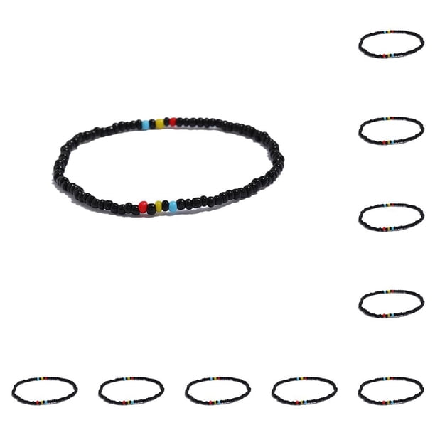 Guardurnaity Tobillera con cuentas de arroz coloridas, creativa, Simple, delicada, hecha a mano, bohemia, multiusos, tobilleras para mujer, decoración de treinta y cinco 10piezas Guardurnaity CBP200890