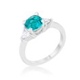 thumbnail image 1 of Bague Classique Coussin Rhodium Shonda 1.8 CT Zircon Cubique, Aqua - Taille 9, 1 of 1
