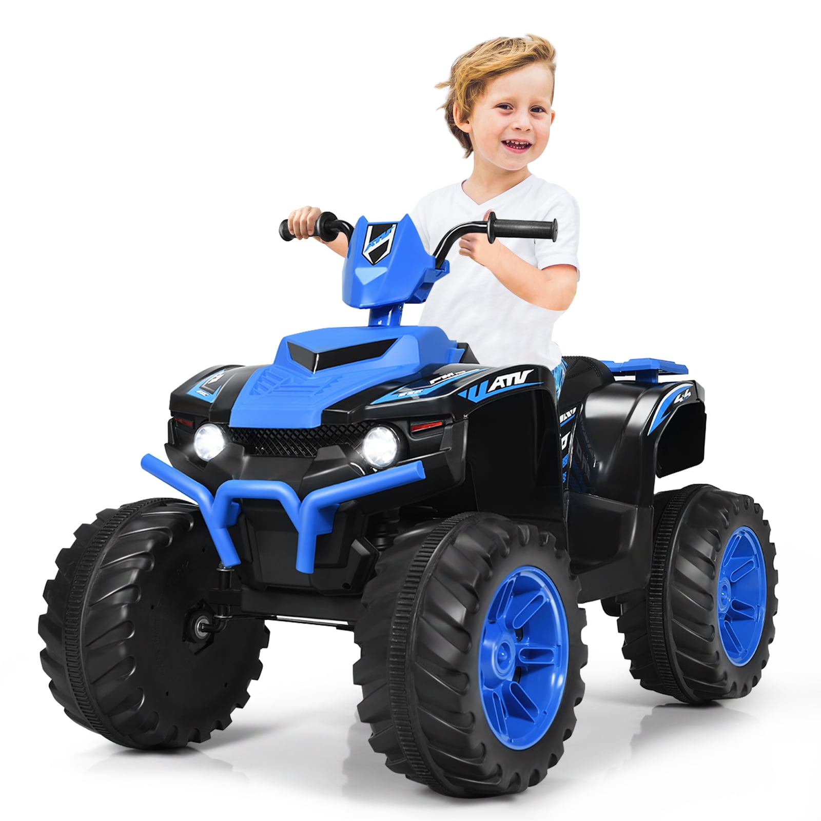 Topbuy Navy Blue 12 V Quad ATV Powered Ride-On with LED Lights